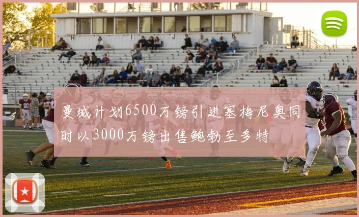 曼城计划6500万镑引进塞梅尼奥同时以3000万镑出售鲍勃至多特